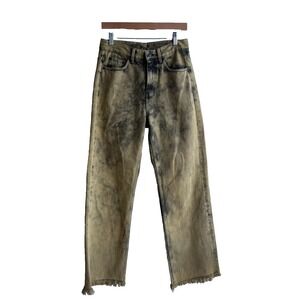 We11done Sz Small 26" High Rise Wide Leg Jeans Yellow Tie Dye $379 Korea Street